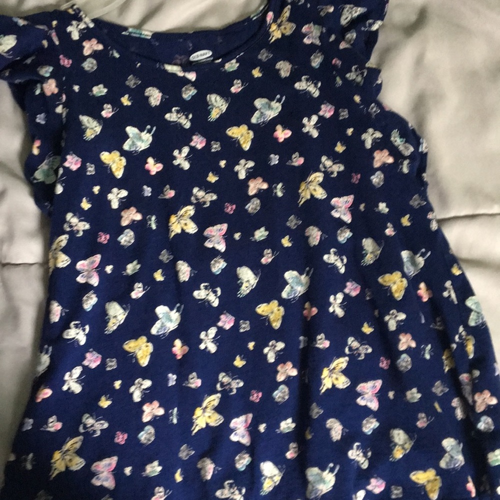 Dark blue shirt with butterflies